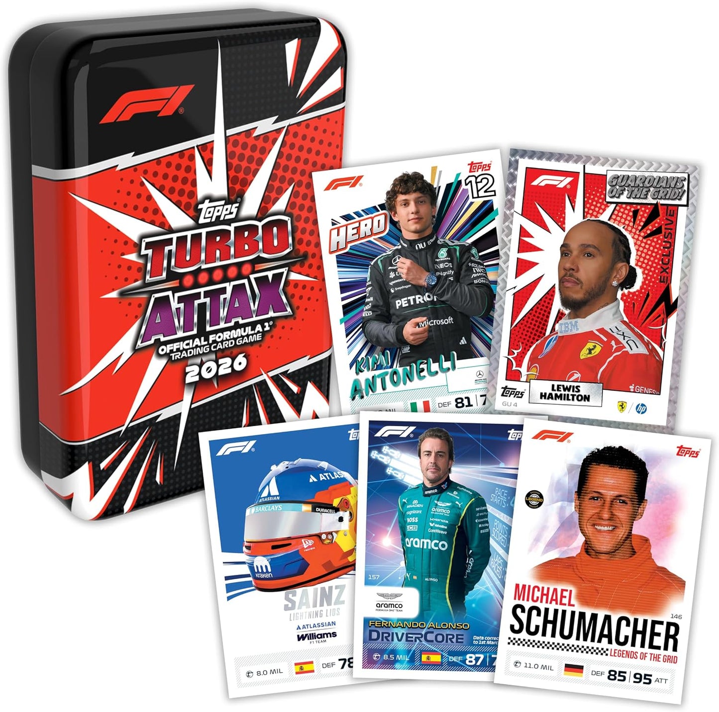 Topps Formula 1 2026 Turbo Attax Trading Card Game Mega Tin – Guardians of the Grid