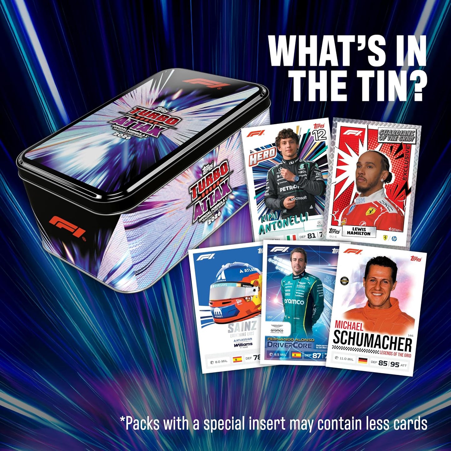 Topps Formula 1 2026 Turbo Attax Trading Card Game Super Tin – Greats of the Grid