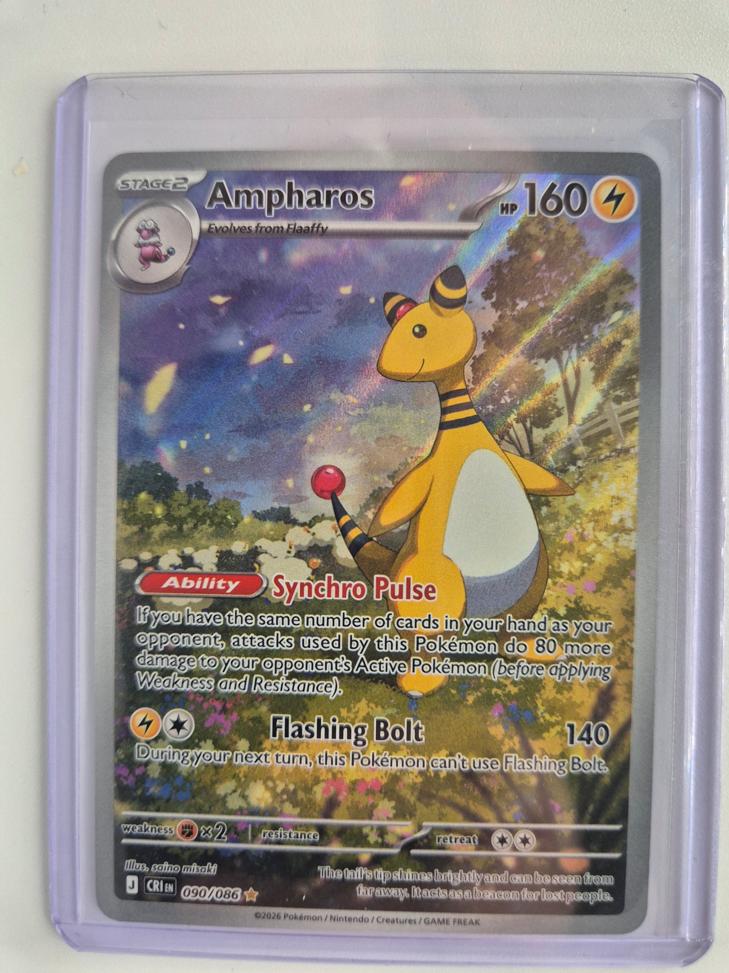 Pokémon TCG: Ampharos 090/086 - Chaos Rising - Illustration Rare Holo (Mint Condition)